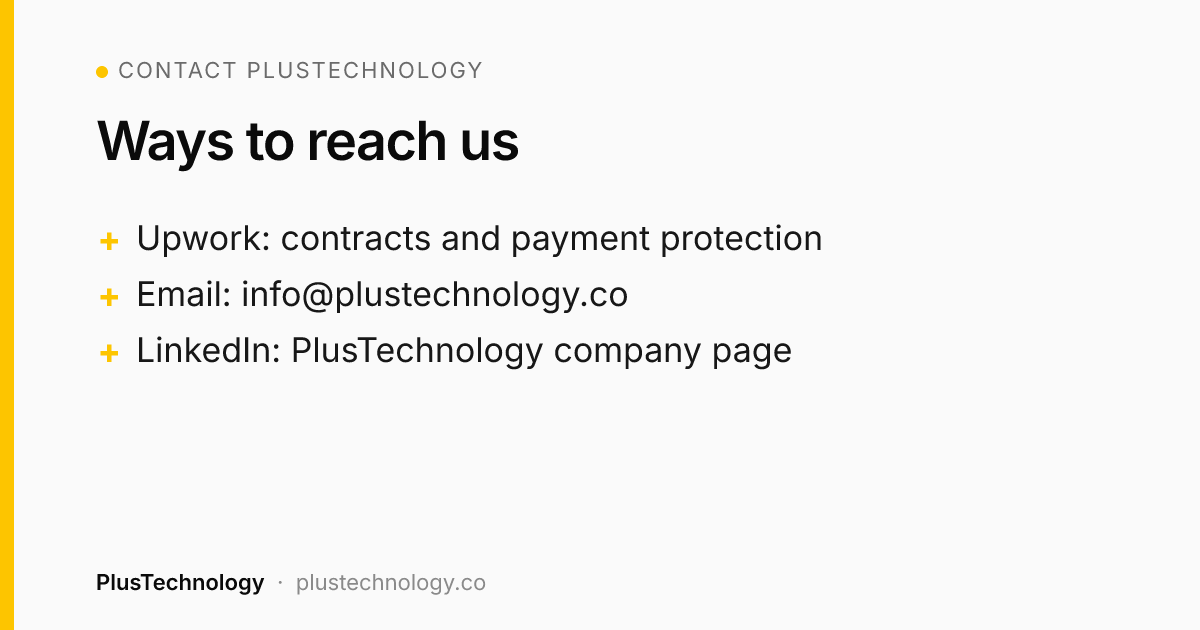 Ways to contact PlusTechnology