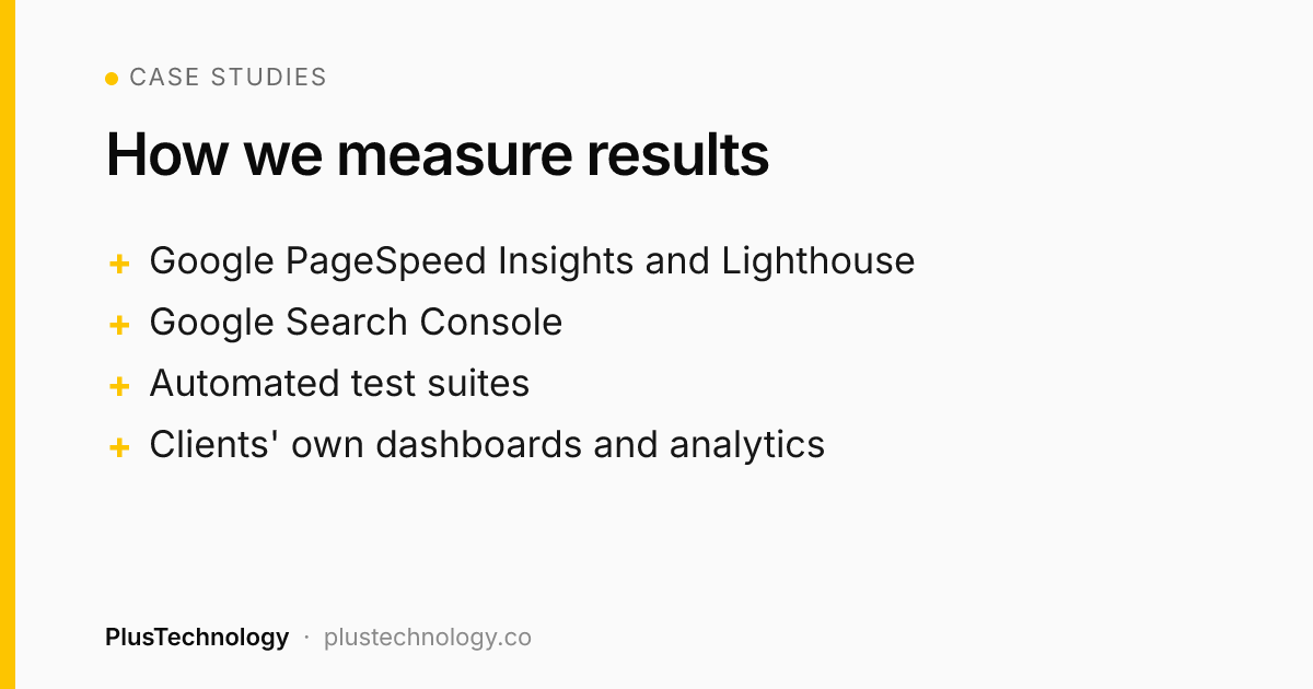 How results in our case studies are measured