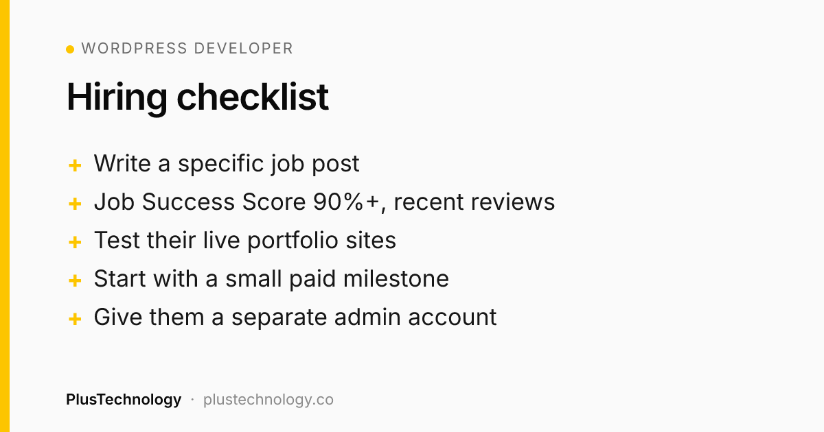 Checklist for hiring a WordPress developer on Upwork