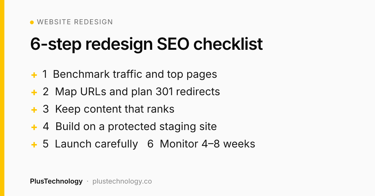 Website redesign SEO checklist in 6 steps