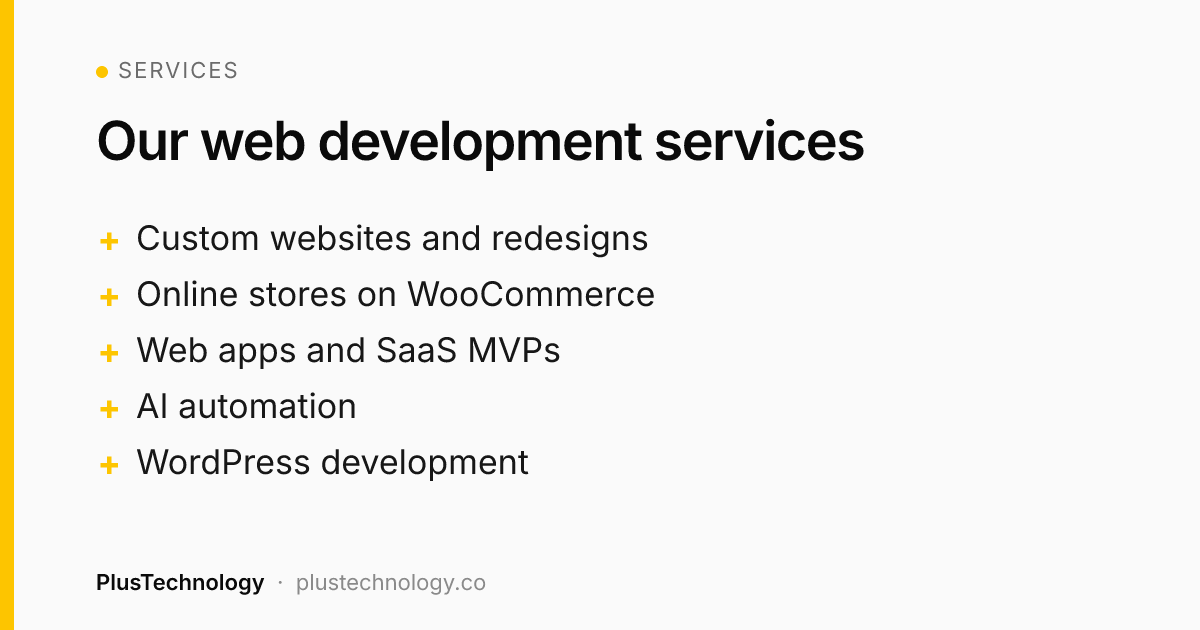 Web development services from PlusTechnology