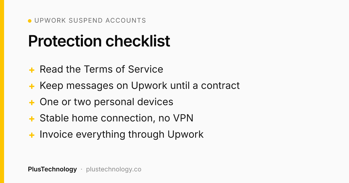 Checklist to avoid Upwork suspend accounts